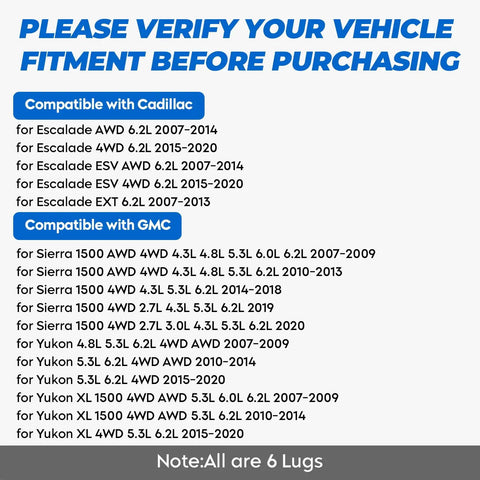 PLEASE VERIFY YOUR VEHICLE FITMENT BEFORE PURCHASING compatibility chart for Set of 2 Front Left and Right CV Axle Shafts for Chevy Silverado Heavy Duty Replacement Drive Axles Six Lug Flange Compatible Bolt In Front Axle Shafts Pair for Reliable Power