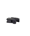 Side view of MRO Miniature Rifle Optic Lever Quick Release Low Mount in black aircraft-grade aluminum for AR rifles.