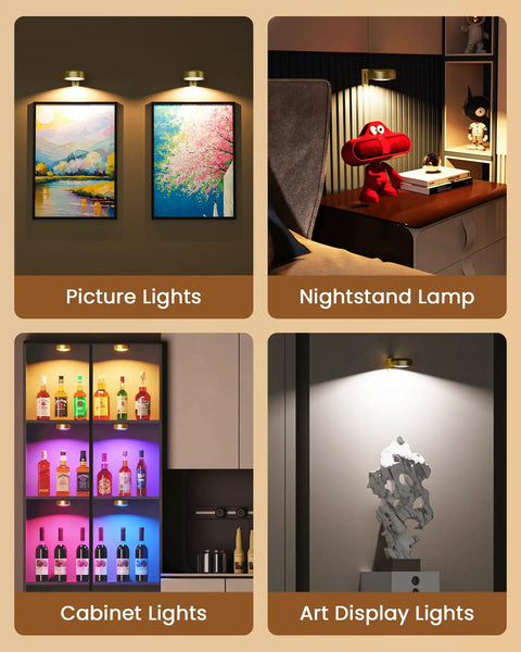 Rechargeable Magnetic LED Puck Lights For Wall, Wireless 2000mAh Battery, Remote Control, 12 RGB Colors And Three Color Temps