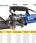 Hot Deal Electric Rebar Bender And Cutter Portable Hydraulic Steel Bar Shearing Machine High Speed All Copper Motor Cordless Pliers Tool For Construction Sites Fast Precision Reinforcement Cutting Action with detailed labels.