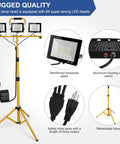 Beastly Bright 21000 Lumen LED Work Light with Tripod Stand Three Adjustable Heads Each With Its Own Switch IP66 Waterproof