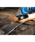 Grinding metal with Curve Radial Flap Disc 4-1/2 In X 7/8 In 40 Grit Zirconia for welding and grinding topsides and fillet welds.