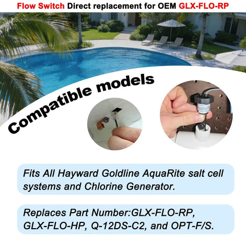 Flow Switch GLX-FLO-RP Replacement For Goldline Aquarite Salt System And Chlorine Generator with compatible models