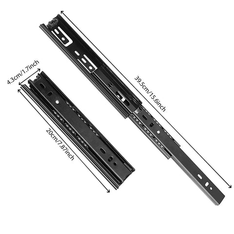 Four Pairs Of 8 Inch Beefy Heavy Duty Metal Ball Bearing Side Mount Drawer Slides Quiet Black Glide With Rubber Brake