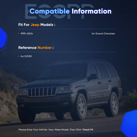 1999-2004 Jeep Grand Cherokee model reference guide for compatible parts OE 513159 shown with SUV