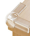 Transparent soft corner guard on wooden table for kid safe corner guards for baby proofing edges and tables, 40 pack, soft padding to prevent bumps and injuries.