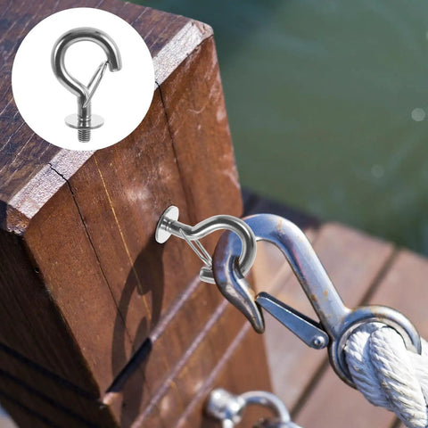 Heavy Duty Built To Last Stainless Steel M8 Hanger Bolts With Large Opening Hooks And Nuts For Swing Chairs Hammocks Racks Chains