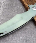 Fast Opening Ball Bearing Folding Knife With Pocket Clip D2 Steel Blade G10 Handle jade finish, showing G10 handle detail
