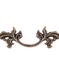 French Provincial Grape Leaf Drawer Pull In Antique Brass Finish, 3 Inch Centers, Five And Three Quarter Inch Wide, One And Seven Eighths Inch High, Seven Eighths Inch Projection, Die Cast Zinc Hardware For Antique Cabinets Dressers Desks Mounting Screws
