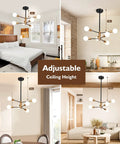 Straight Up Fire Modern Chandelier For Dining Room With Black And Gold Sputnik Ceiling Light Fixture Designed To Hella Elevate Your Everyday Home Vibe Instantly at adjustable heights in various rooms.