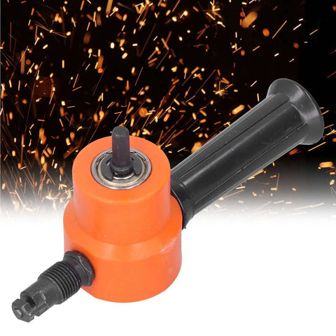 Double Head Nibbler For Sheet Metal With ABS Dual Cutter Heads Boss Grade Metal Cutter Tool against sparks background