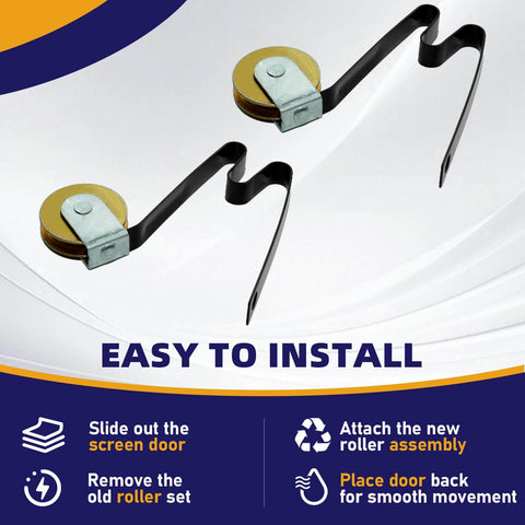 Six Pack Sliding Screen Door Rollers with M Shaped Tension Springs, One Inch Concave Steel Ball Bearing Wheels For Smooth Quiet Glide