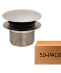 Swanky Satin Nickel Mushroom Tip Toe Bathtub Drain Stopper 1 1 2 Inch NPSM Coarse Thread Push Button Drain Plug and box.