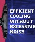 High Performance Flex-Wave LoBoy Electric Puller Fan With 16 Inch Blades side view against a colorful background.