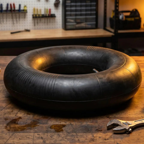 Heavy Duty 2 Pack Inner Tubes For 15x6-6 Lawn Mower And Golf Cart Wheels With Straight Valve on workbench