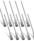 Tear Through Rust And Peeling Paint With This Heavy Duty Ten Pack Stainless Steel Wire Pen Brush Featuring A Tough 3Mm Shank For Rotary Tools And Dremel Drills Solid Workhorse Gear, showing ten brushes with 3mm shanks.