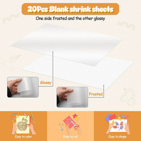 Shrink Paper Kit For Kids Complete Craft Set With 150 Pcs Sheets 130 Pcs Keychains And 100 Open Irons featuring frosted and glossy sheets