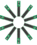 Heavy Duty One Series Bms Protection Board For 18650 Li Ion Battery Packs Featuring Dead Simple Overcharge Short Circuit And Overcurrent Guards Ten Piece Set arranged in a circle, showing protective features.