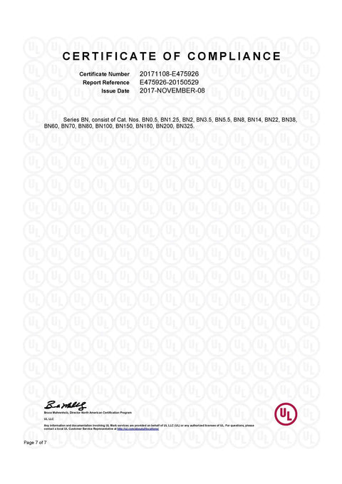 Certificate of compliance for 380 Piece Non Insulated Butt Connectors Kit For 26 To 6 AWG Beefy Copper Crimp Splice Terminals.