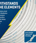 50 Ft Duplex Marine Wire 14 AWG Tinned Oxygen Free Copper Cable With White PVC Jacket Dual Conductors For Boats RVs Campers And Rigs Marine Grade Electrical Wiring with flexibility and element resistance shown.