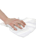 Hand using Industrial Strength Shop Towels Bag Of 25 12 By 13 Inch Heavy Duty Reusable Cleaning Towels for grime dirt oil and grease cleanup