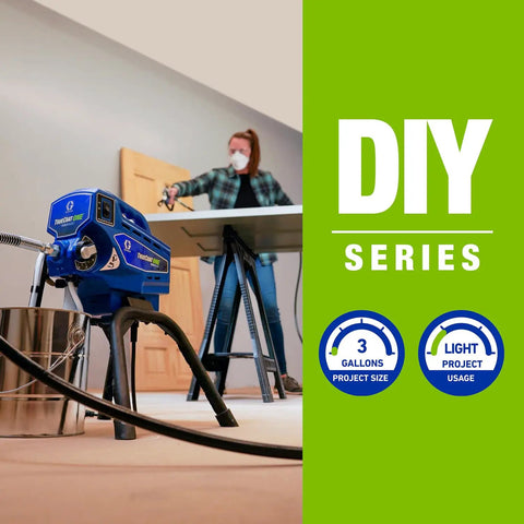 No Hassle Electric Airless Paint Sprayer Featuring Always On Prime Tech For Unthinned Paint And Stain in action, painting a project.
