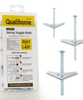 Heavy Duty Toggle Bolt Anchor Kit For Drywall Includes 1/8 X 2 In, 3/16 X 3 In, And 1/4 X 3 In Toggle Bolts with package and anchors