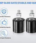 2 Pack Sliding Gate Guide Rollers With 1.7 Inch Nylon Wheels And Sealed Bearings, black rollers with bolts
