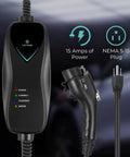 Level 1 J1772 EV Charger With WiFi Control 120V 15 Amp NEMA 5 15 Plug 16 Foot Extension Cord Portable Electric Car Charger