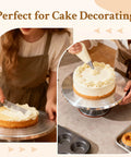 Yncotte 12-inch aluminium pottery wheel turntable used for cake decorating with piping frosting.