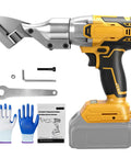 Heavy Duty Cordless Metal Shears Cuts Through Iron Like Butter Ripping Steel Fast Pro Grade 133 Ft Lbs Torque Brushless Motor with accessories.