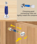 Top Shelf Cam Lock Hardware Kit With 124 Pieces For Cabinet And Drawer Installation includes cam lock connector on wood.