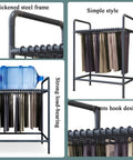 Space Saving Trouser Rack With 15 Heavy Duty Pants Clips And Smooth Wheels A Legit Versatile Closet Organizer for dorms with sturdy steel frame.