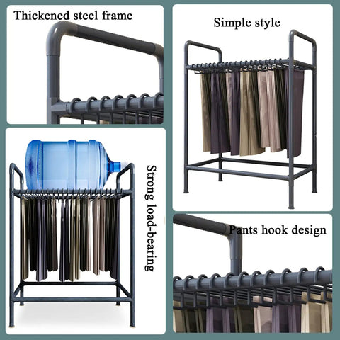 Space Saving Trouser Rack With 15 Heavy Duty Pants Clips And Smooth Wheels A Legit Versatile Closet Organizer for dorms with sturdy steel frame.
