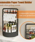 Rotating Spice Rack With Paper Towel Holder No Fuss Two Tier Lazy Susan For Spices Iron Kitchen Organizer with bottles.