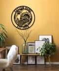 Custom Train Name Metal Wall Art With EST Year Vintage Steam Locomotive Sign for Train Lovers on wall in home setting