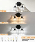 TODOLUZ 2-Light Clear Ribbed Glass Wall Sconce Lighting showcasing off, warm, and cool light settings, matte black finish.