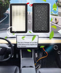 Top Tier 2 Pack Activated Carbon Cabin Air Filter Replacement For Tesla Model 3 And Model Y Featuring He Pa Grade Mesh in car interior