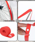 2 Pack 26 Inch 18mm PVC Rim Tape And Tire Liner For Mountain And Road Bikes showing red liner and roll