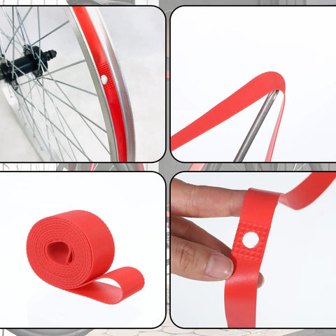 2 Pack 26 Inch 18mm PVC Rim Tape And Tire Liner For Mountain And Road Bikes showing red liner and roll