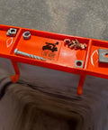 Glove Friendly Utility Rack Tray With Raised Center For Small Parts Heavy Duty Polymer Bucket Organizer For Lineman Buckets Easy One Hand Grabbing Of Nuts Bolts And Connectors On Elevated Jobs in orange