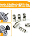 Six stainless steel motor gear adapter sleeves for RC cars, front view