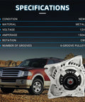 Beefed-Up High Output 12V 150A Alternator Replacement For 2009 2010 Ford F-150 Expedition Lincoln Navigator V8 4.6L 5.4L