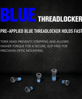 Hardened Steel Thirty Piece T15 Torx Screw Set For Rack Systems And Pedal Plates shown with blue threadlocker pre-applied.