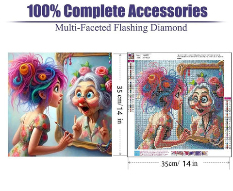 5D Diamond Painting Kit For Grownups And Newbies, DIY Diamond Art Set with colorful and humorous grandma design, 12x16 inch