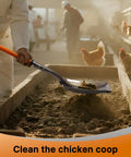 Using Sand Sifting Shovel With Orange Fiberglass Handle Built Tough For Rocks Chicken Coop Debris Soil And Beach Cleanup