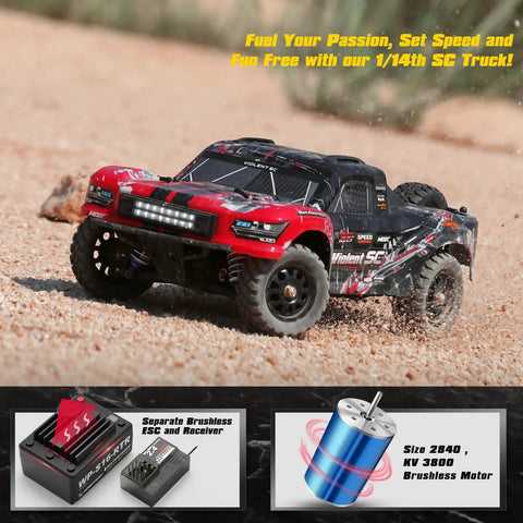 4X4 Off Road Brushless RC Short Course Truck 1 14 Scale Blazing Speed Up To 60kmh With 3S Battery 4WD Electric RC Car in action