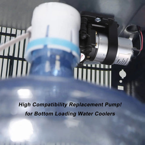 12V Self Priming Diaphragm Water Pump, 1.3 LPM At 30 PSI, installed in a bottom loading water cooler