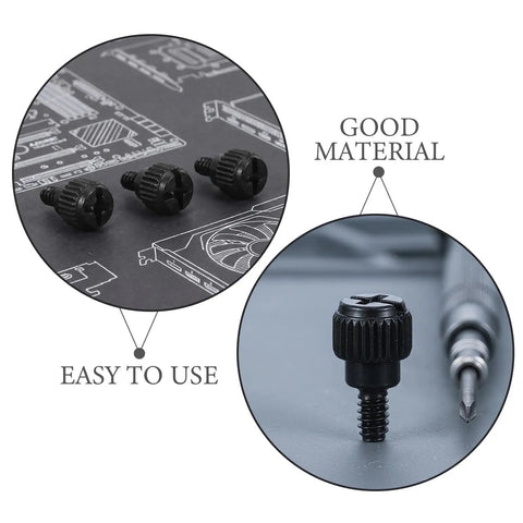 Heavy Duty Black M3.5 6-32 Computer Thumb Screws 100 Pcs Carbon Steel Case Fasteners Perfect For Side Panel Assembly And PC Build Projects That Need Solid Reliable Grip Every Single Time. Black M3.5 thumb screws for PC side panels, carbon steel