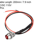 LED Indicator Light 110V AC DC 8mm Panel Mount Red Signal Lamp With Metal Shell Durable Flame Resistant Plastic And Zinc Alloy